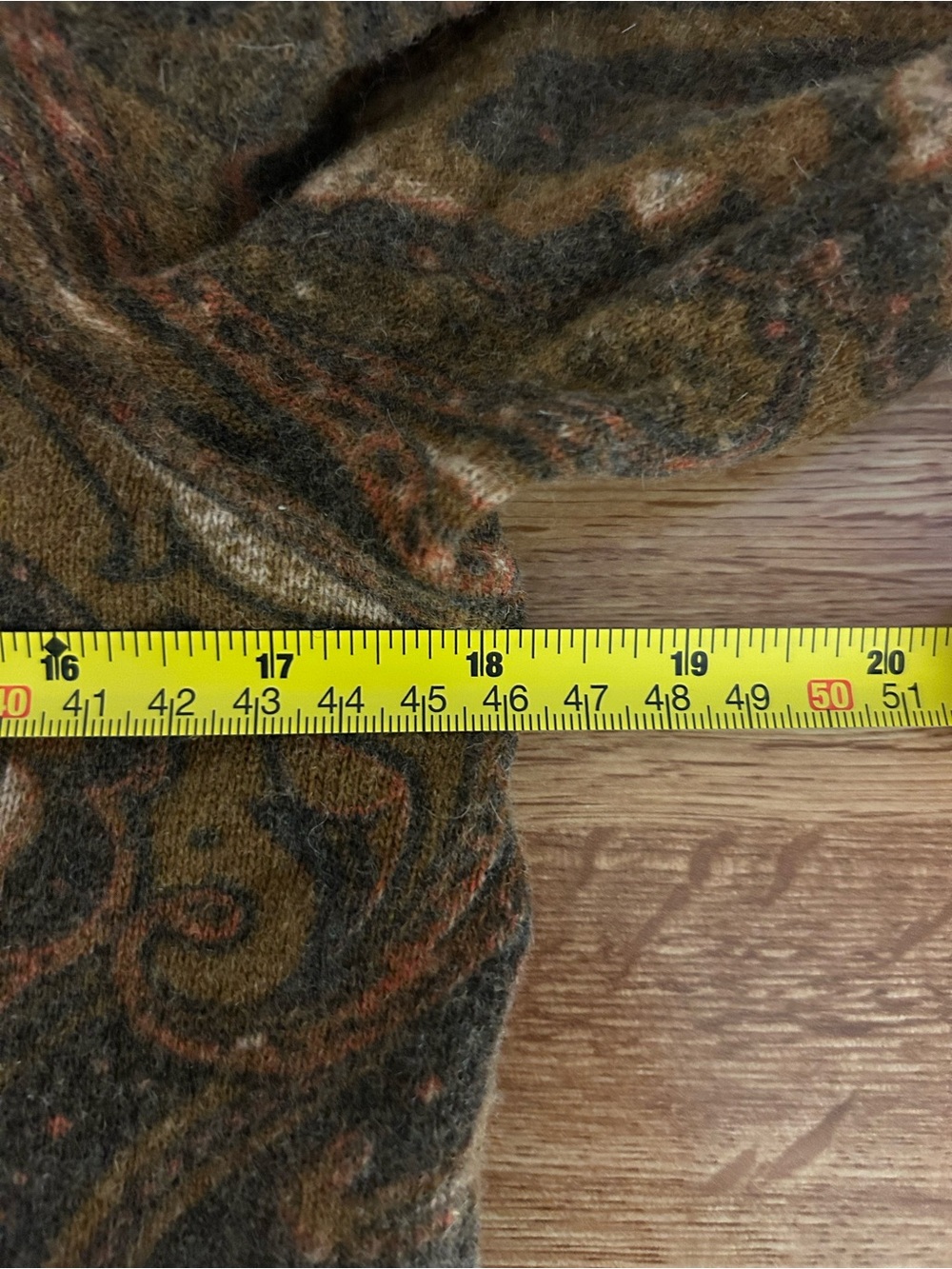 Carole Little Vintage Brown Floral Paisley Cardigan Lambs Wool Angora Blend M/L - Picture 5 of 6